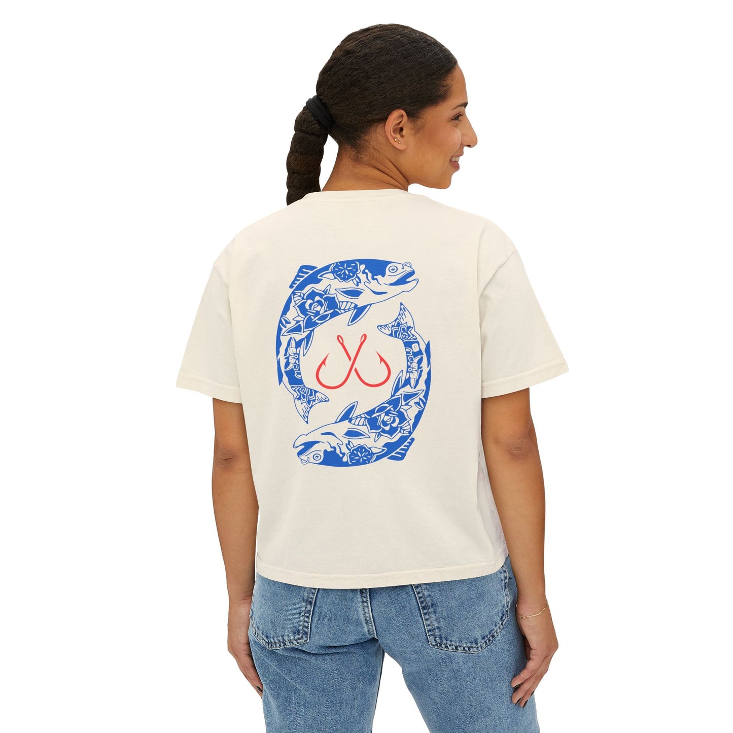 Fishing Graphic Boxy Tee — Hook & Fish Back Print - Pilgrym Supply Co.