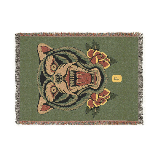 Roaring Tiger Woven Blanket – Vintage Floral Tribal Throw - Pilgrym Supply Co.