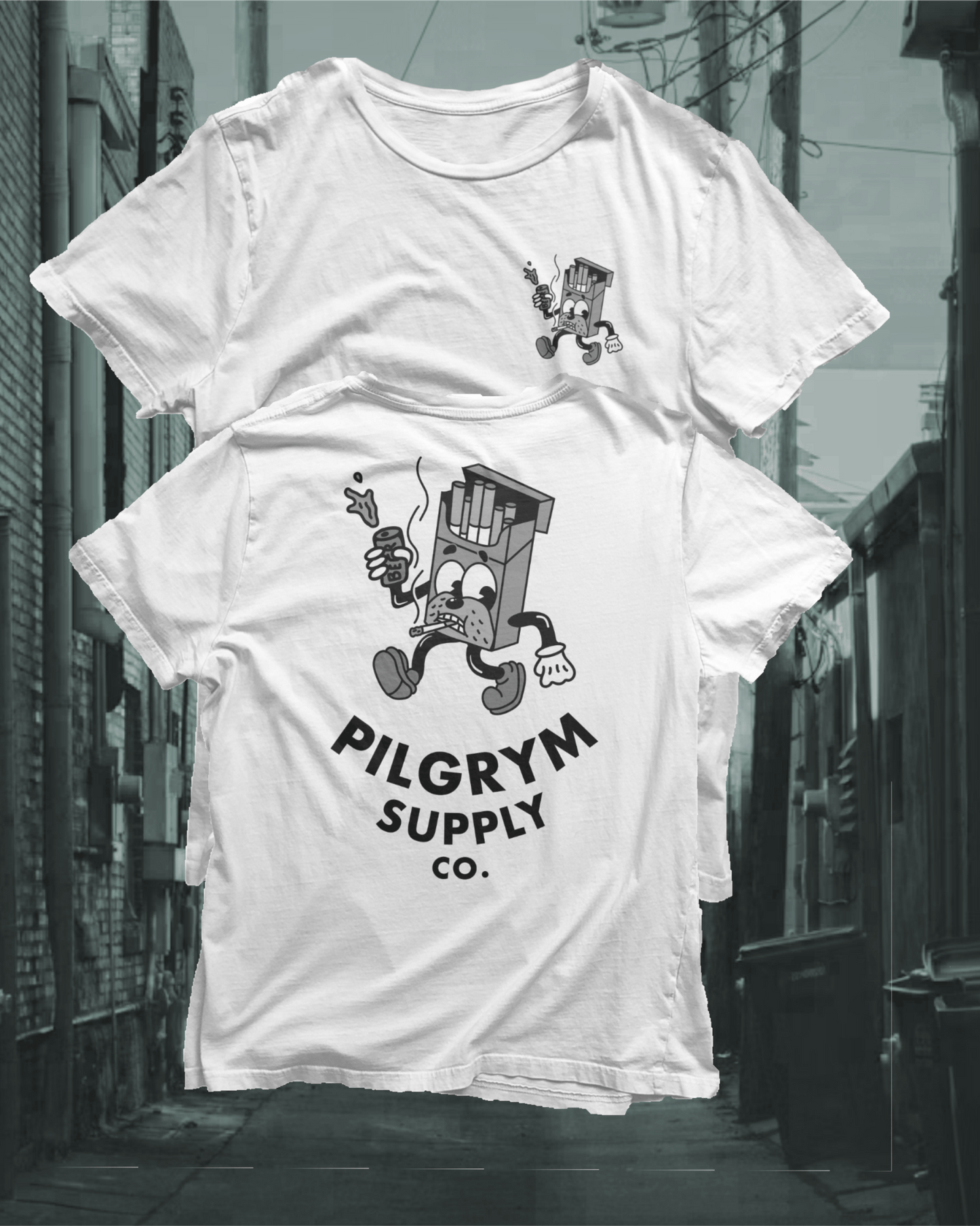 Smokestack Jack | Vintage Cartoon Tee | Black Text - Pilgrym Supply Co.