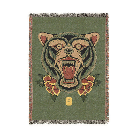 Roaring Tiger Woven Blanket – Vintage Floral Tribal Throw - Pilgrym Supply Co.