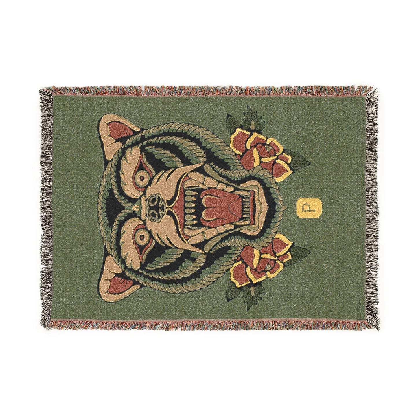 Roaring Tiger Woven Blanket – Vintage Floral Tribal Throw - Pilgrym Supply Co.
