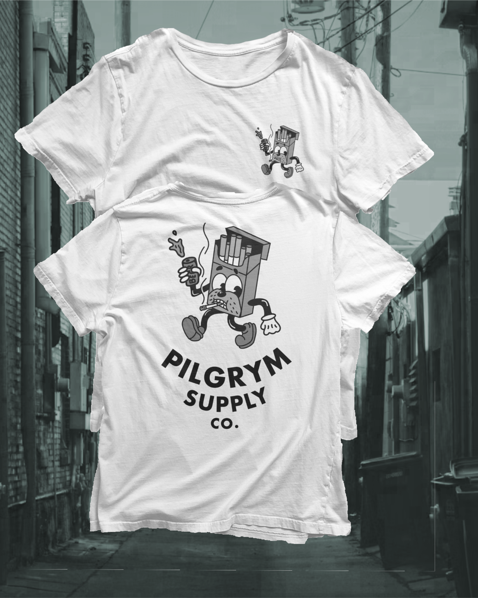 Smokestack Jack | Vintage Cartoon Tee | Black Text - Pilgrym Supply Co.