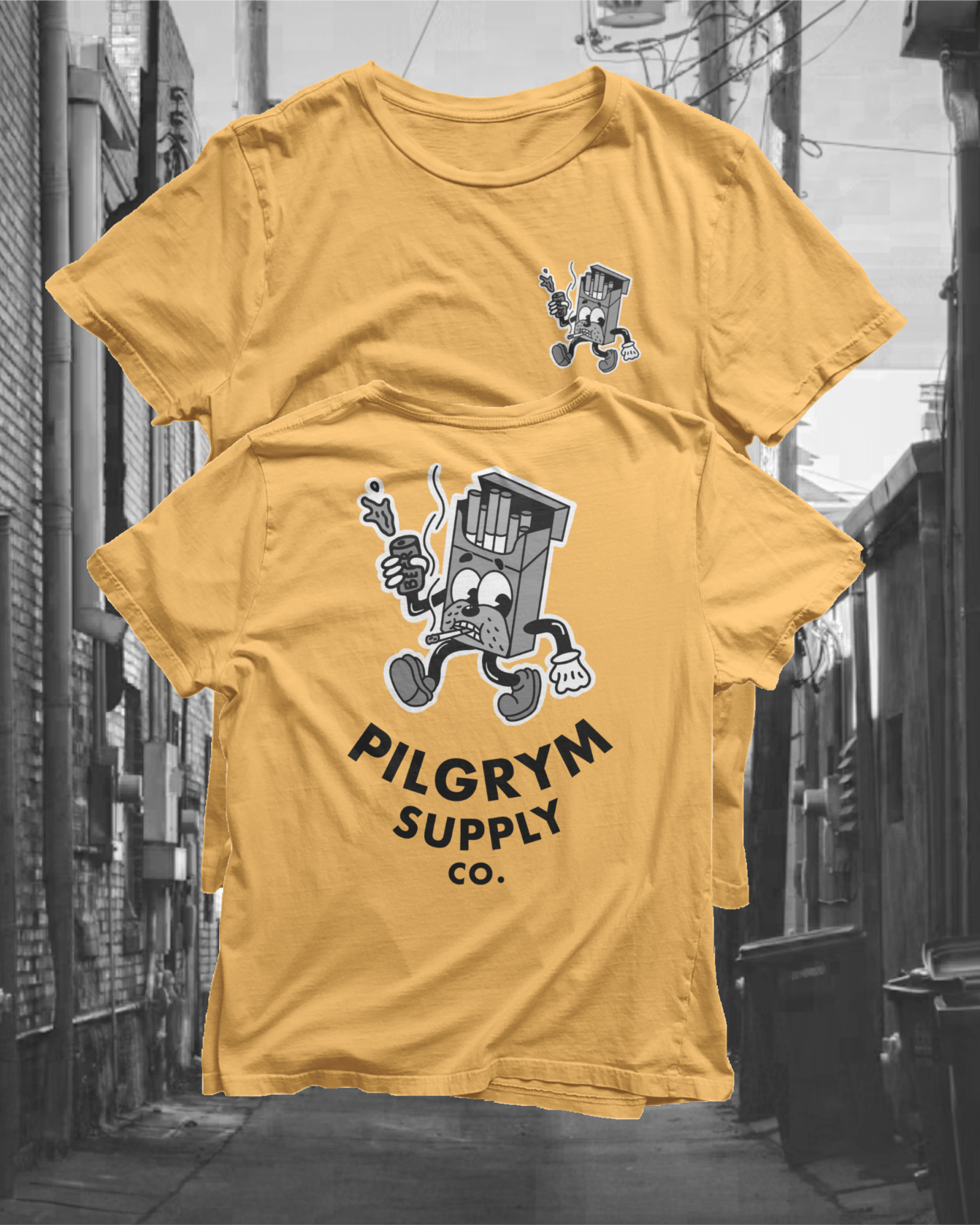 Smokestack Jack | Vintage Cartoon Tee | Black Text - Pilgrym Supply Co.