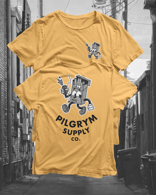 Smokestack Jack | Vintage Cartoon Tee | Black Text - Pilgrym Supply Co.